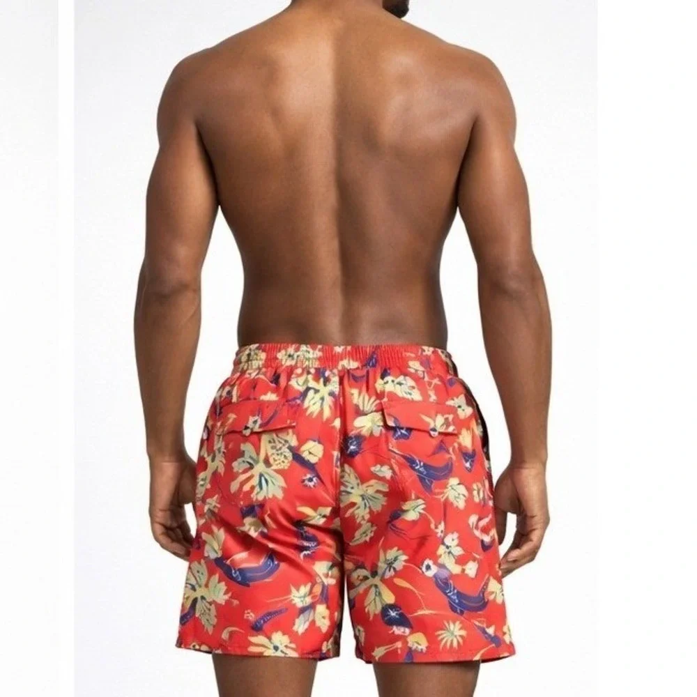 Polo Ralph Lauren Red Tropical Swim Trunks Medium Lined‎